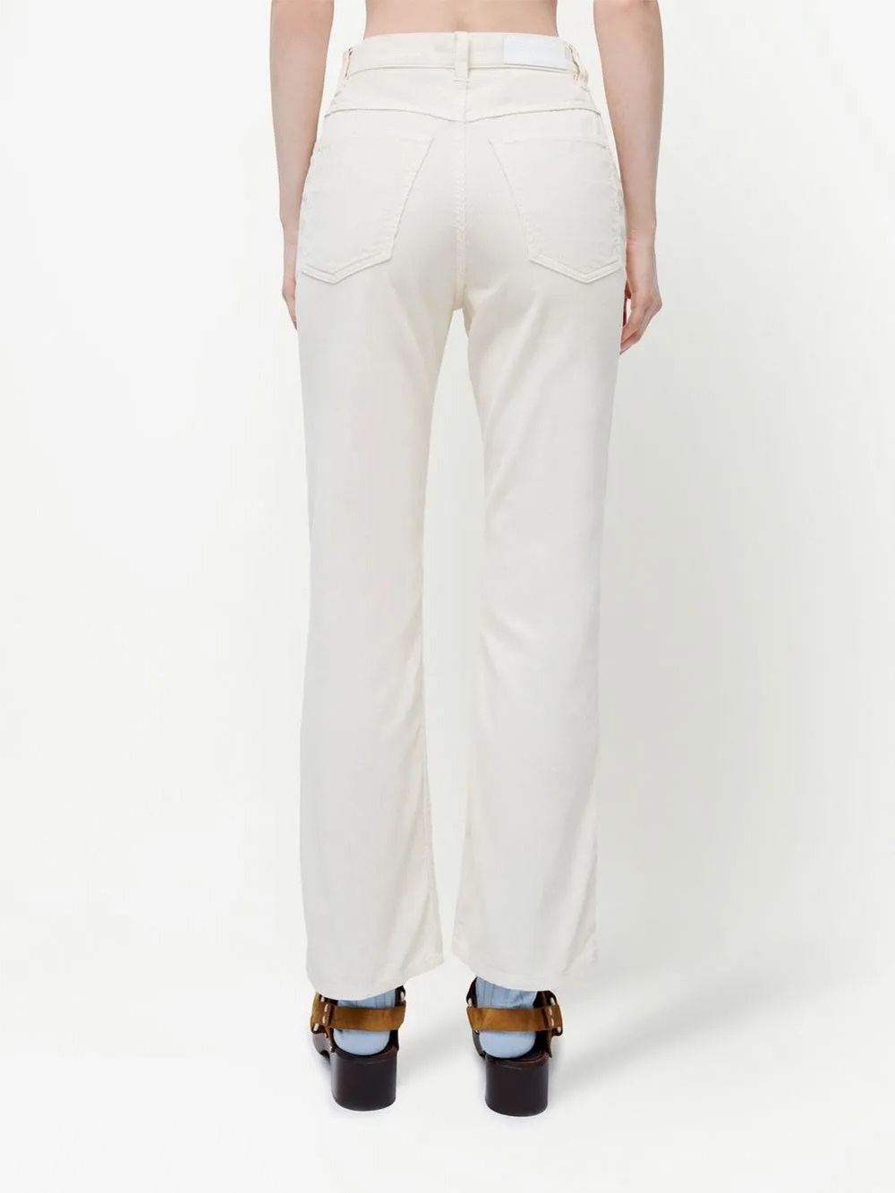 Re/Done Flared Cropped Corduroy Trousers in Ivory - Size 23 - Picture 2 of 7